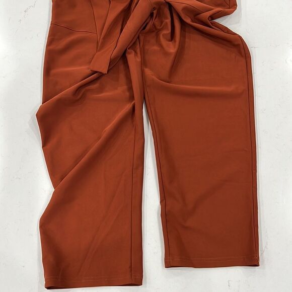 Hanna Nikole Women Size 18W Rust Color Plus Size Ruffled Waist Cropped Pants - Picture 2 of 6